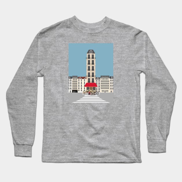 Parisian Cafe on the Street, Paris, France Long Sleeve T-Shirt by lymancreativeco